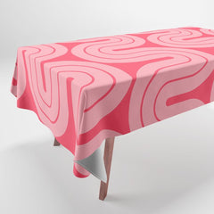 70s Throwback Wavy Stripes Pattern Tablecloth