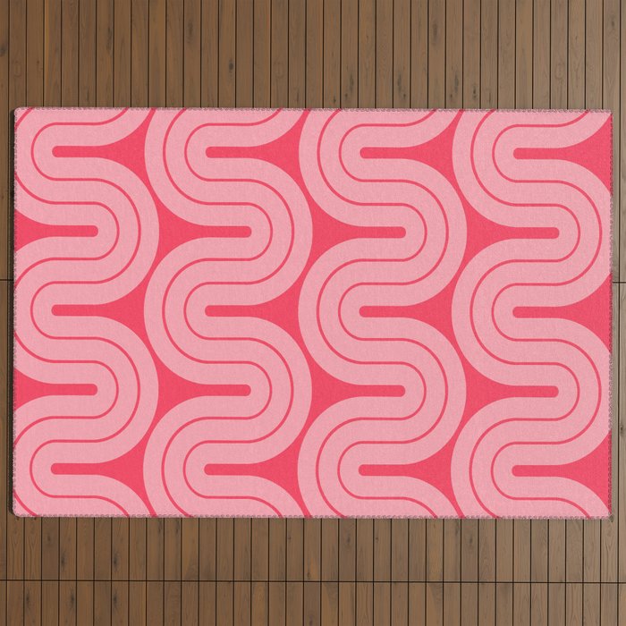 70s Throwback Wavy Stripes Pattern Outdoor Rug
