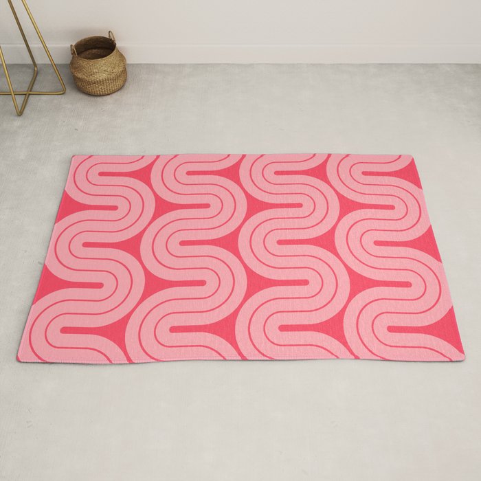 70s Throwback Wavy Stripes Pattern Rug