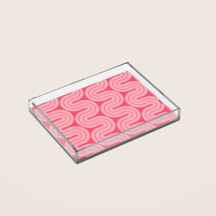70s Throwback Wavy Stripes Pattern Acrylic Tray