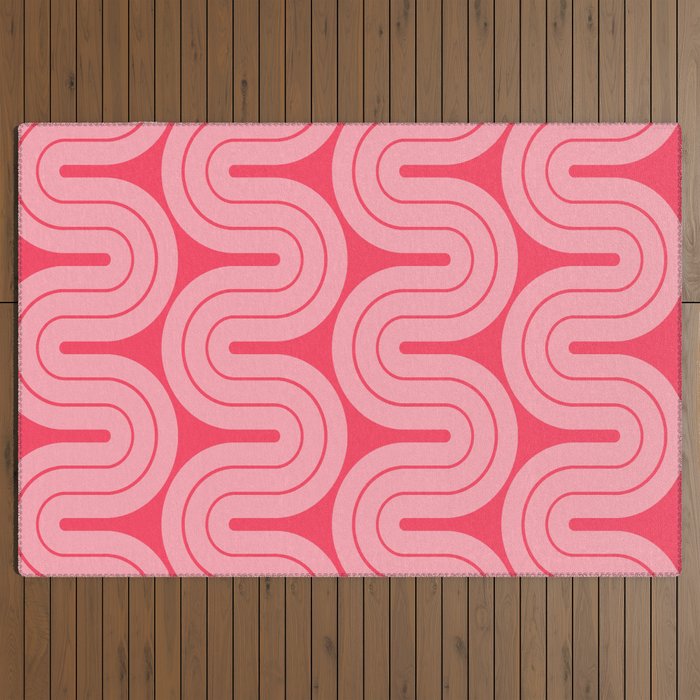 70s Throwback Wavy Stripes Pattern Outdoor Rug