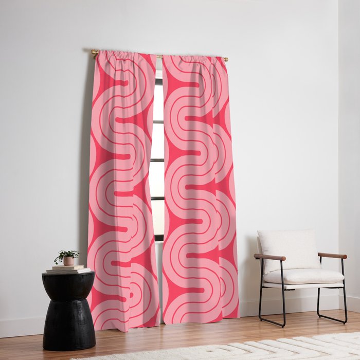 70s Throwback Wavy Stripes Pattern Window Curtain