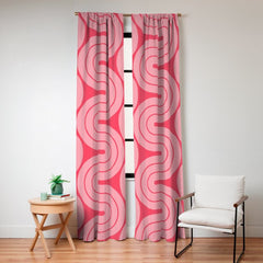 70s Throwback Wavy Stripes Pattern Window Curtain