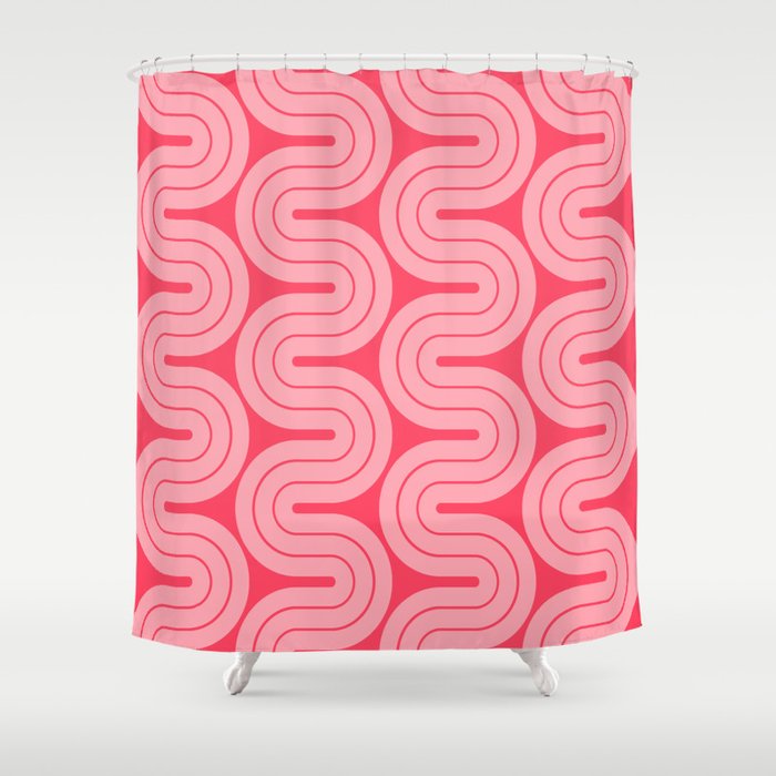 70s Throwback Wavy Stripes Pattern Shower Curtain