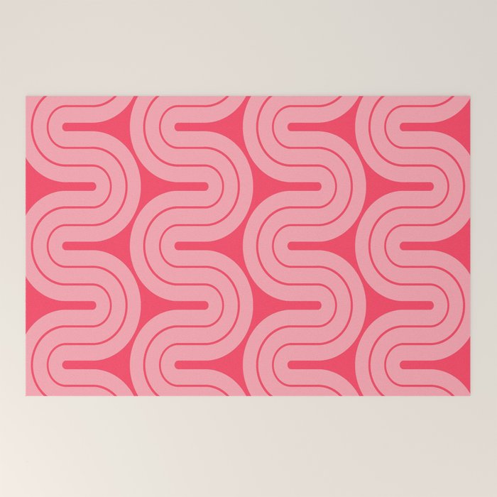 70s Throwback Wavy Stripes Pattern Welcome Mat