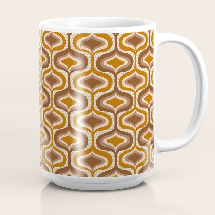70s mod fabric repeat, orange and browns Coffee Mug