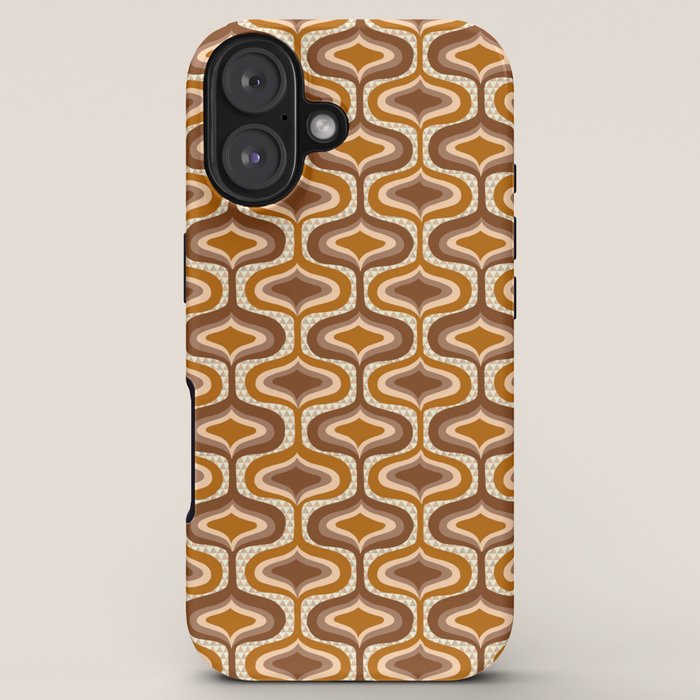 70s mod fabric repeat, orange and browns iPhone Case