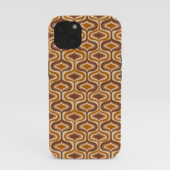 70s mod fabric repeat, orange and browns iPhone Case