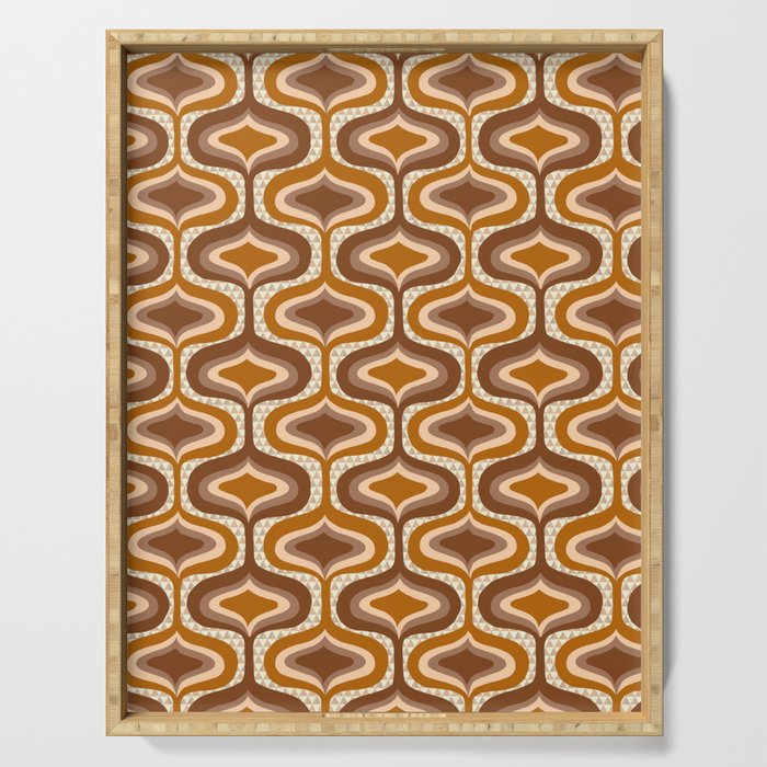 70s mod fabric repeat, orange and browns Serving Tray