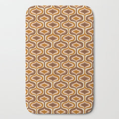 70s mod fabric repeat, orange and browns Bath Mat