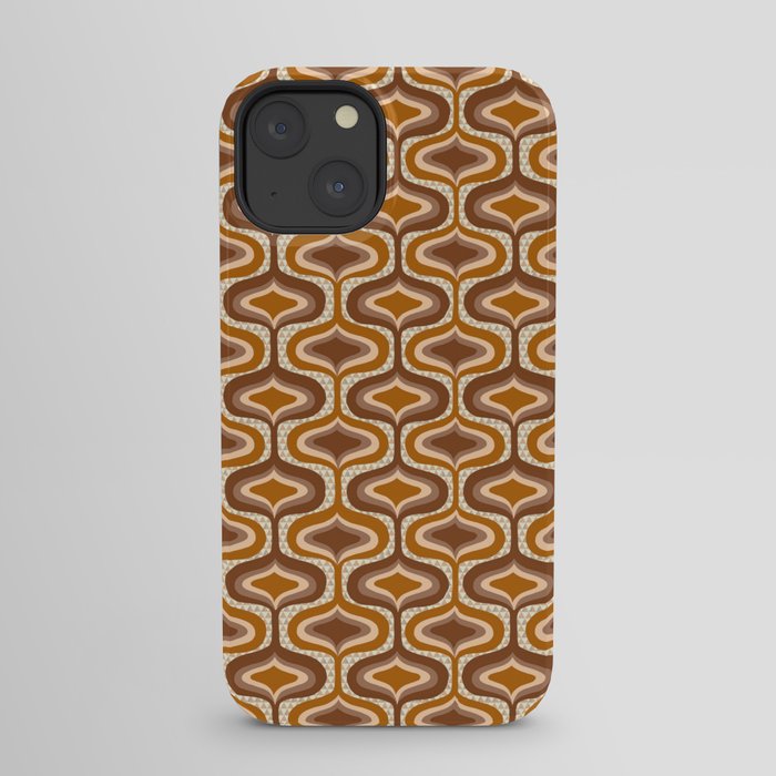 70s mod fabric repeat, orange and browns iPhone Case