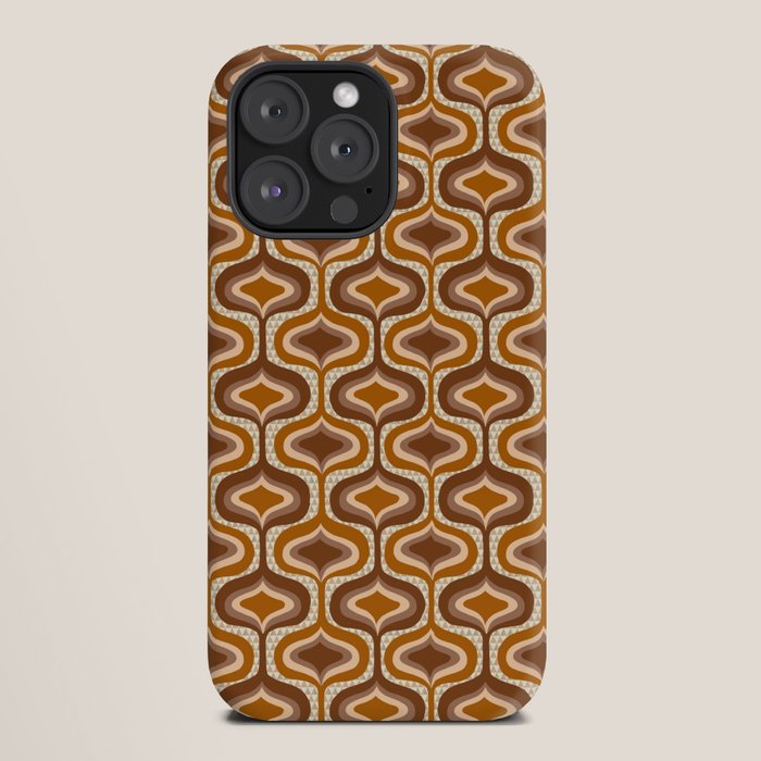 70s mod fabric repeat, orange and browns iPhone Case