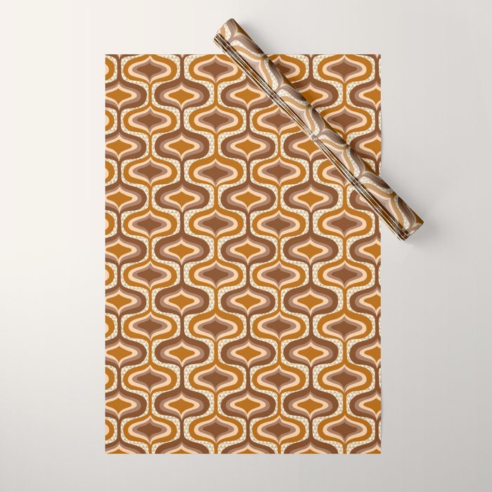 70s mod fabric repeat, orange and browns Wrapping Paper