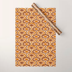 70s mod fabric repeat, orange and browns Wrapping Paper