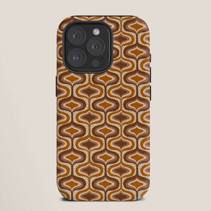 70s mod fabric repeat, orange and browns iPhone Case