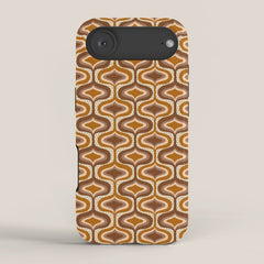 70s mod fabric repeat, orange and browns iPhone Case