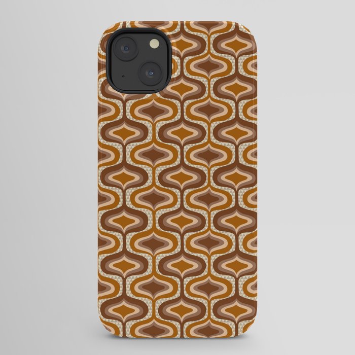 70s mod fabric repeat, orange and browns iPhone Case