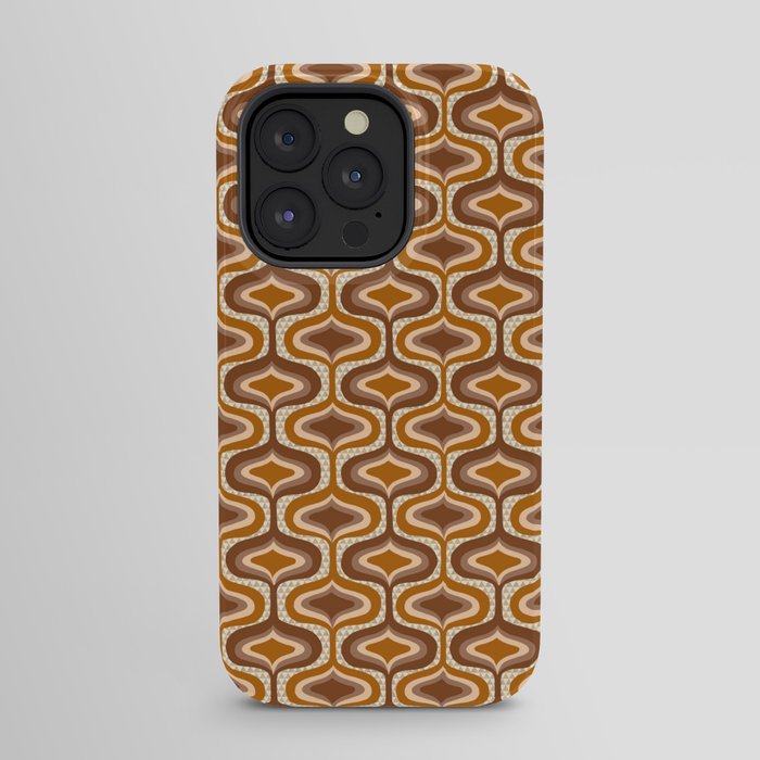 70s mod fabric repeat, orange and browns iPhone Case