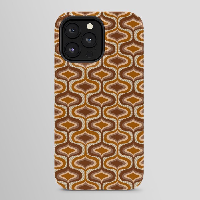 70s mod fabric repeat, orange and browns iPhone Case