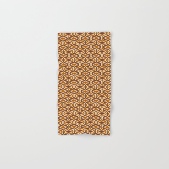 70s mod fabric repeat, orange and browns Bath Towel