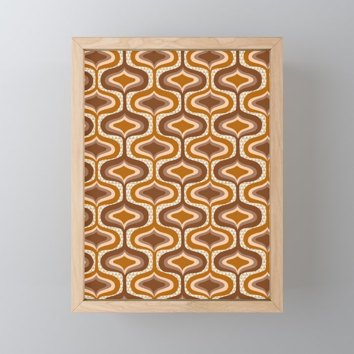 70s mod fabric repeat, orange and browns Mini Art Print