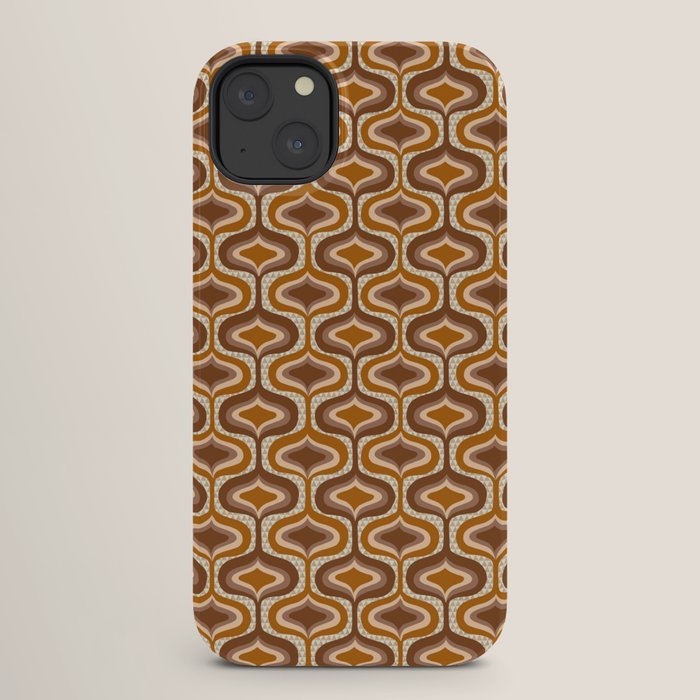 70s mod fabric repeat, orange and browns iPhone Case