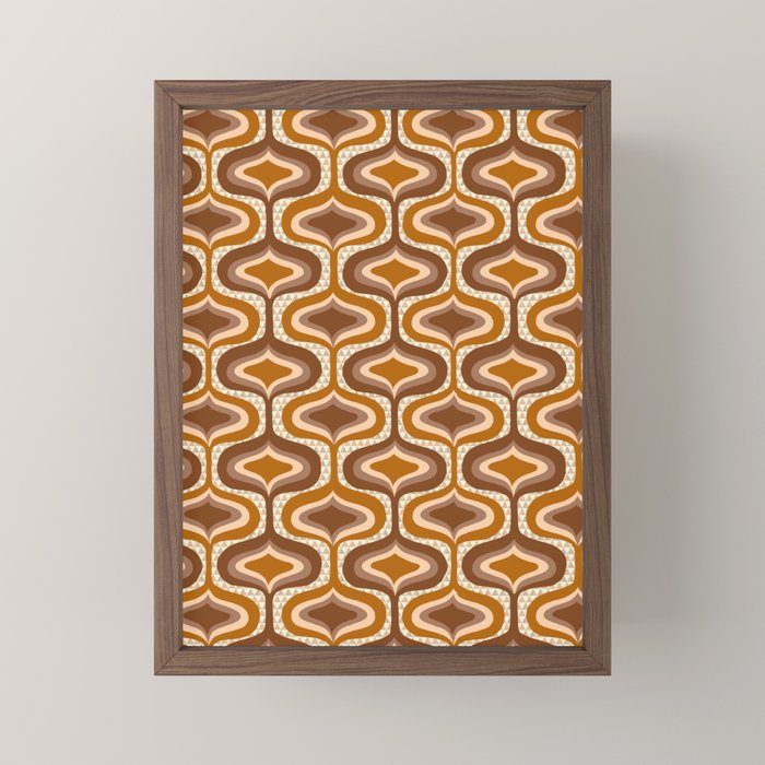 70s mod fabric repeat, orange and browns Mini Art Print
