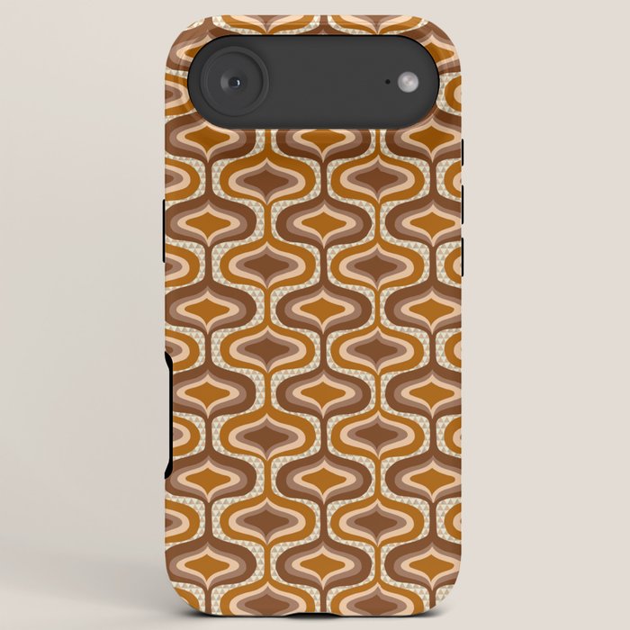 70s mod fabric repeat, orange and browns iPhone Case