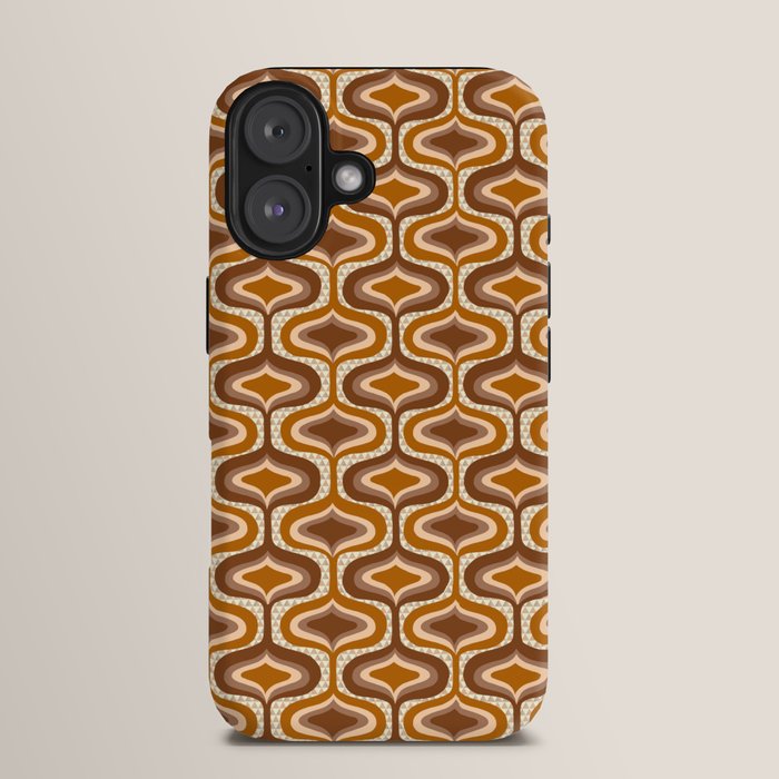 70s mod fabric repeat, orange and browns iPhone Case