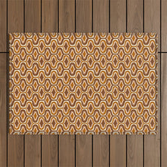 70s mod fabric repeat, orange and browns Outdoor Rug