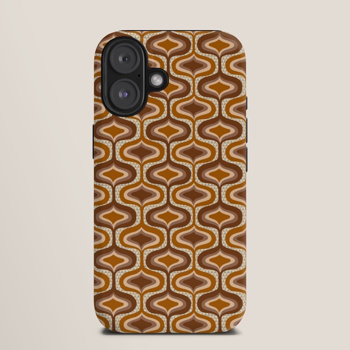 70s mod fabric repeat, orange and browns iPhone Case