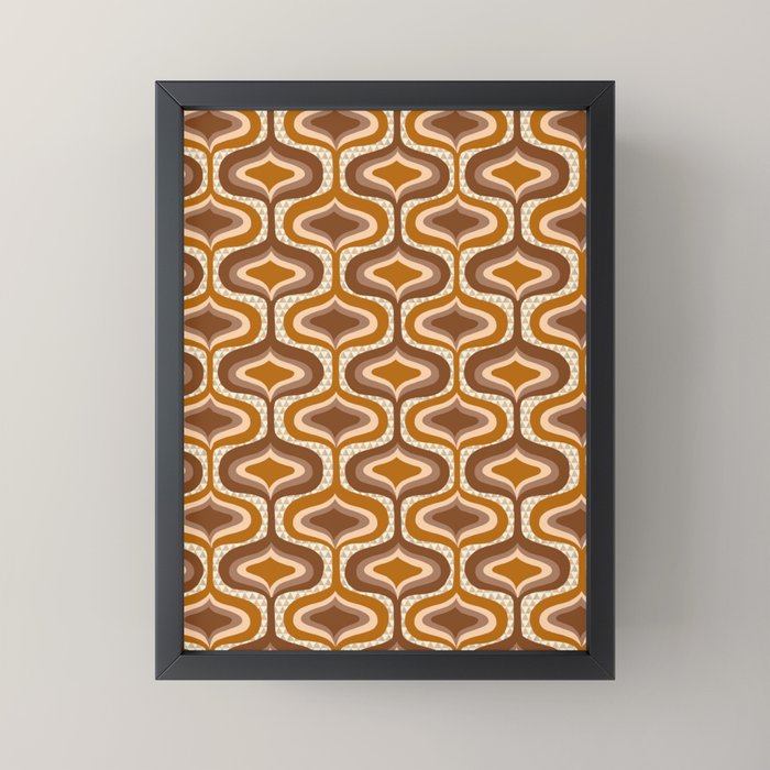 70s mod fabric repeat, orange and browns Mini Art Print