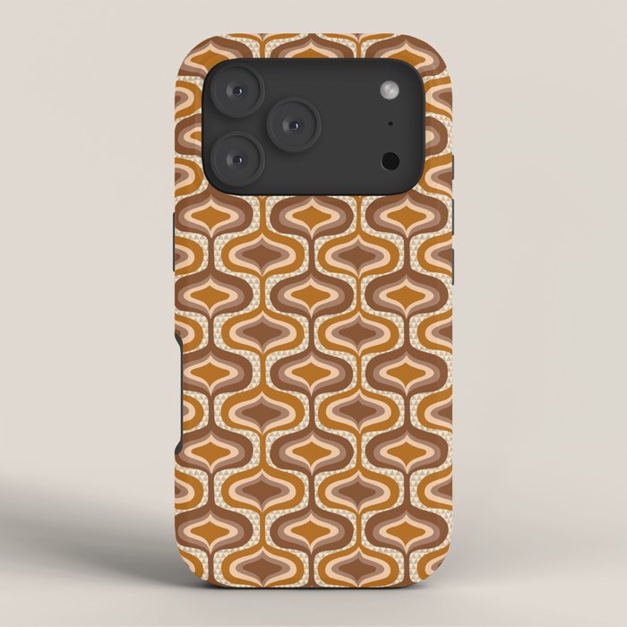 70s mod fabric repeat, orange and browns iPhone Case