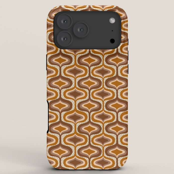 70s mod fabric repeat, orange and browns iPhone Case