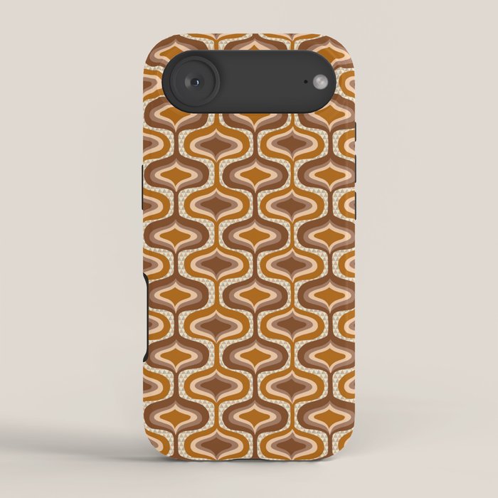 70s mod fabric repeat, orange and browns iPhone Case
