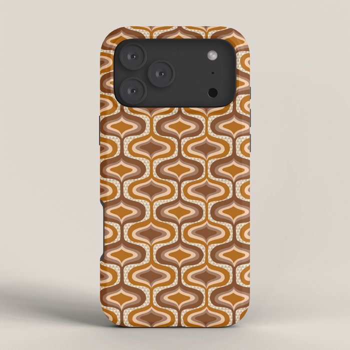 70s mod fabric repeat, orange and browns iPhone Case