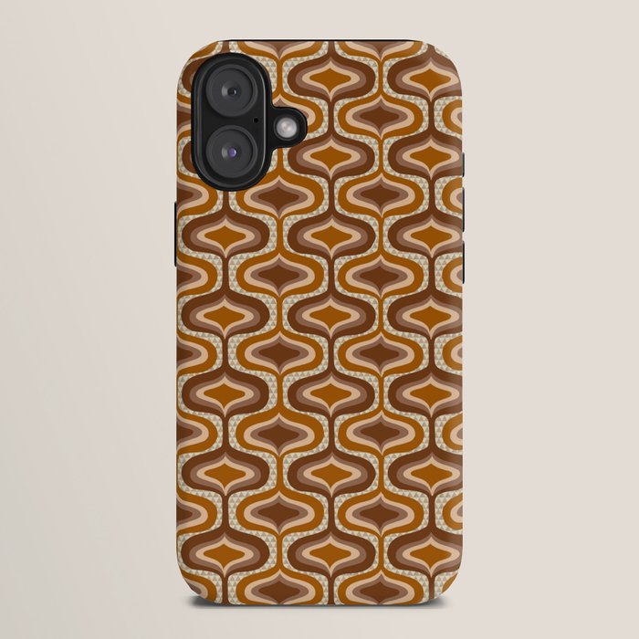 70s mod fabric repeat, orange and browns iPhone Case