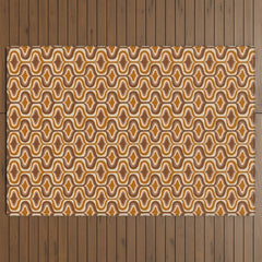 70s mod fabric repeat, orange and browns Outdoor Rug