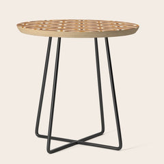 70s mod fabric repeat, orange and browns Side Table