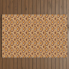 70s mod fabric repeat, orange and browns Outdoor Rug