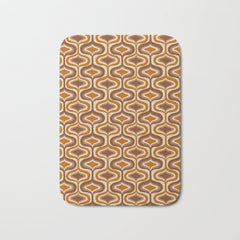 70s mod fabric repeat, orange and browns Bath Mat