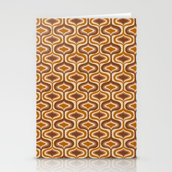 70s mod fabric repeat, orange and browns Stationery Card