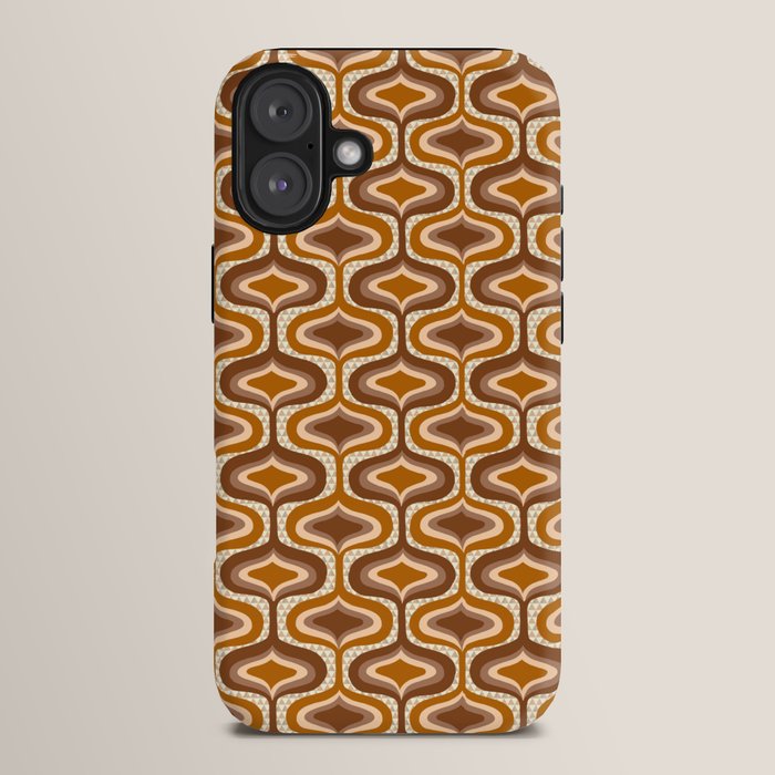 70s mod fabric repeat, orange and browns iPhone Case