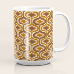 70s mod fabric repeat, orange and browns Coffee Mug