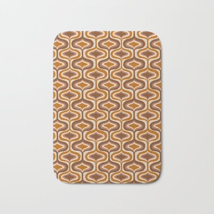 70s mod fabric repeat, orange and browns Bath Mat
