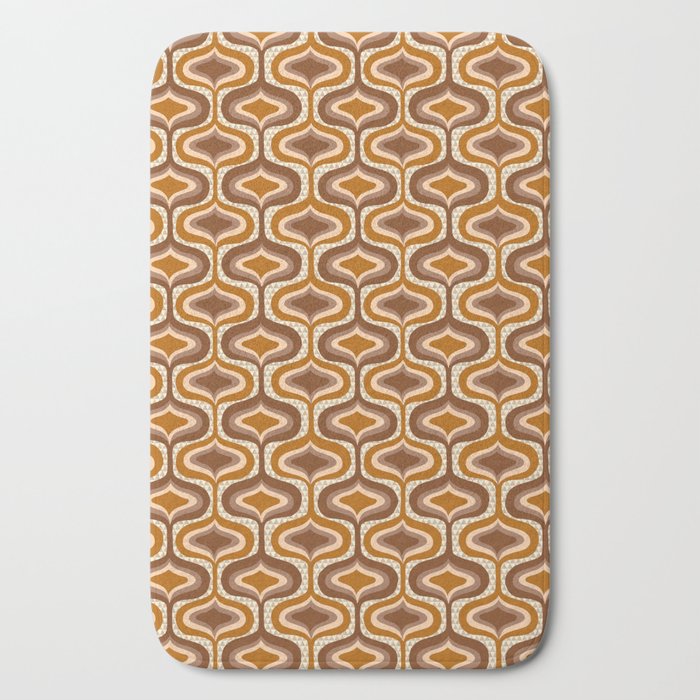 70s mod fabric repeat, orange and browns Bath Mat