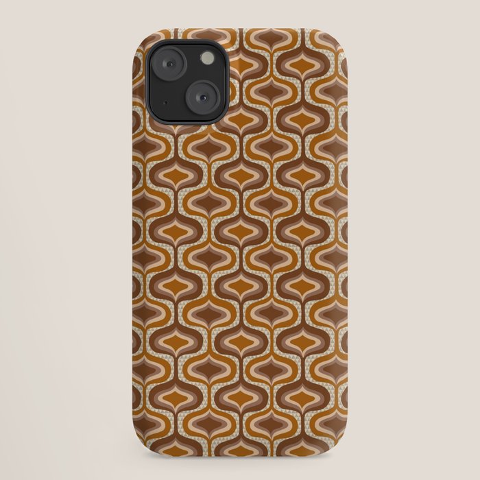 70s mod fabric repeat, orange and browns iPhone Case