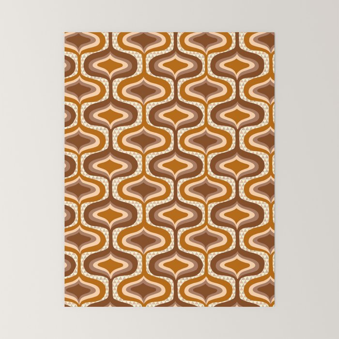 70s mod fabric repeat, orange and browns Mini Art Print