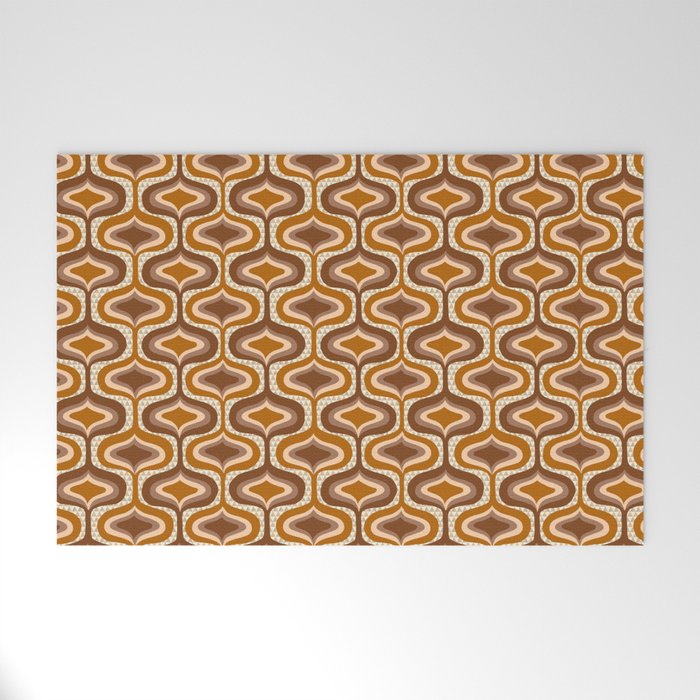 70s mod fabric repeat, orange and browns Welcome Mat