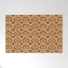70s mod fabric repeat, orange and browns Welcome Mat